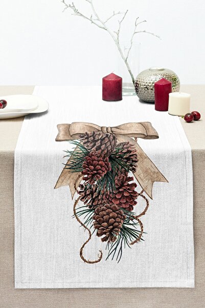 Realhomes Kurdeleli Kozalak Motifli Dijital Baskılı Dekoratif Dikişli Raşel Ö...