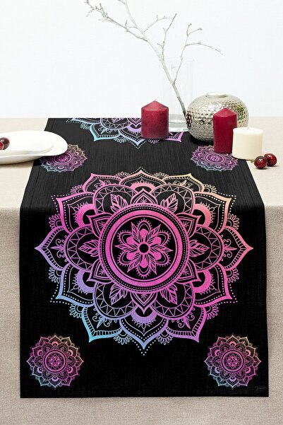 Realhomes Roz și albastru Mandala Model Special Design Cusut Raschel Tricotat...