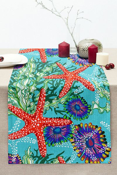 Realhomes Modern Sea Stars 3D Printed Stitched Raschel Knitted Runner