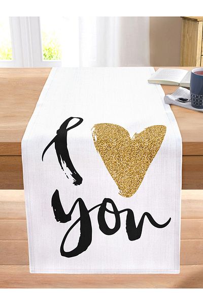 Realhomes I Love You Written Digital Printed Modern Stitched Raschel Knitted Runner
