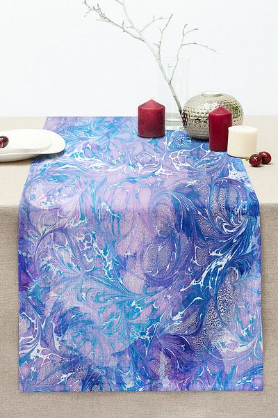 Realhomes Digital Printed Modern Stitched Raschel Knitted Runner with Ebru Motif