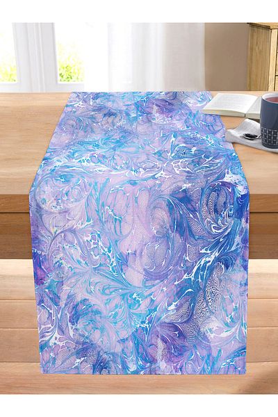 Realhomes Digital Printed Modern Stitched Raschel Knitted Runner with Ebru Motif