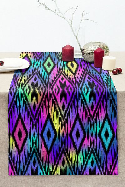 Realhomes Diamond Patterned Special Design Digital Printed Modern Stitched Raschel Knitted Runner