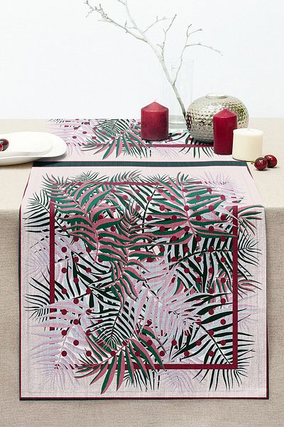 Realhomes Colorful Leaf Themed Special Design Digital Printed Modern Stitched Raschel Knitted Runner