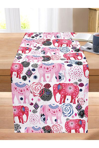 Realhomes Ethnic Elephants Special Designed Digital Printed Stitched Raschel Knitted Runner