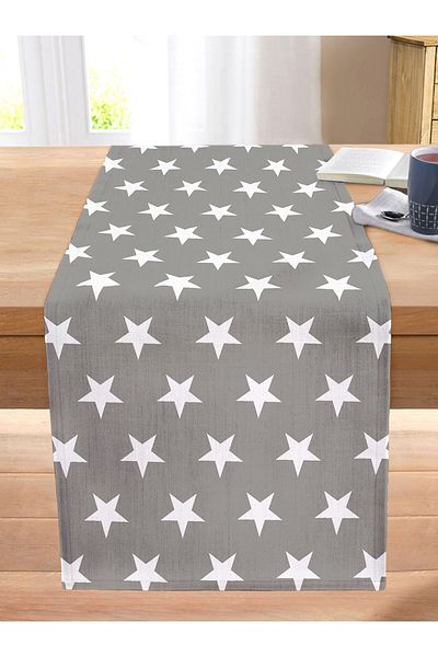 Realhomes Star Patterned Digital Printed Decorative Stitched Raschel Knitted Runner