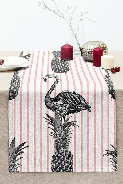 Realhomes Flamingo Themed Digital Printed Stitched Raschel Knitted Runner