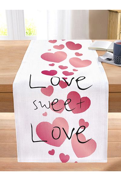Realhomes Valentine's Day Themed Special Design Digital Printed Modern Stitched Raschel Knitted Runner