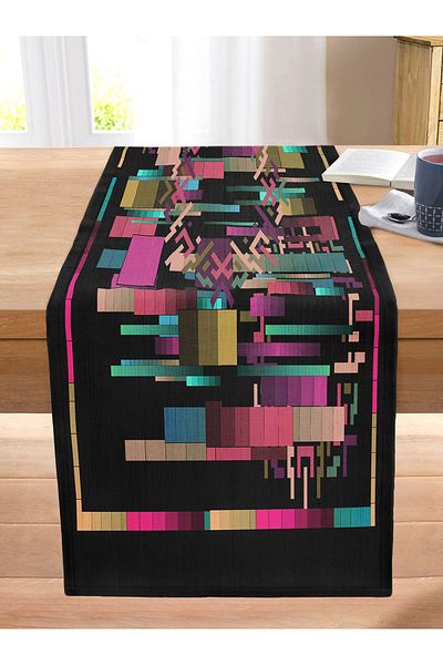 Realhomes Colorful Complex Geometric Pattern Special Design Digital Printed Modern Stitched Raschel Knitted Runner