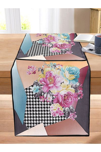 Realhomes 3D Special Design Digital Printed Modern Stitched Raschel Knitted Runner with Flower Motifs on the Floor