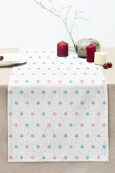 Realhomes Soft Colorful Star Design Digital Printed Modern Stitched Raschel Knitted Runner