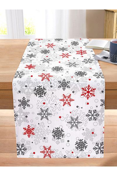 Realhomes New Year Snow Patterned Special Designed Digital Printed Modern Stitched Raschel Knitted Runner