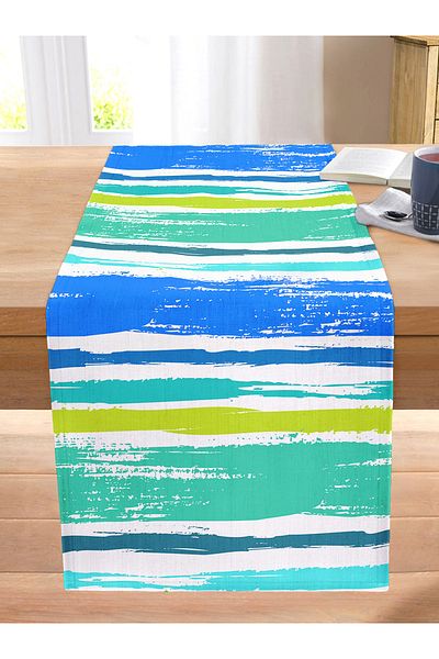 Realhomes Colorful Painting Pattern Digital Printed Decorative Stitched Raschel Knitted Runner