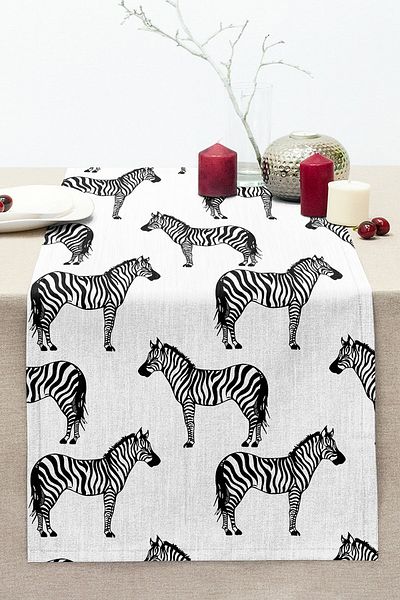 Realhomes Zebra Design Digital Printed Stitched Raschel Knitted Runner