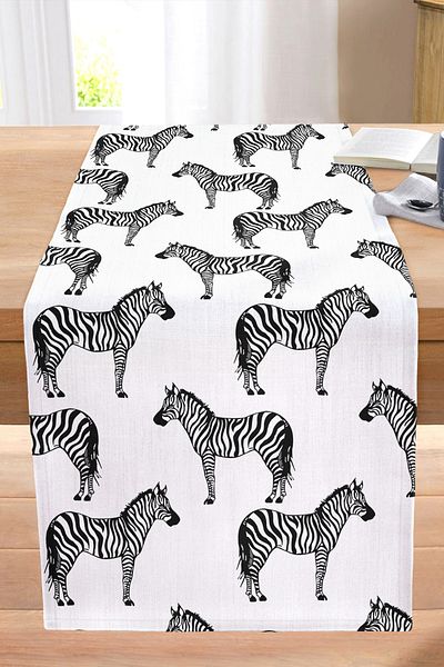 Realhomes Zebra Design Digital Printed Stitched Raschel Knitted Runner
