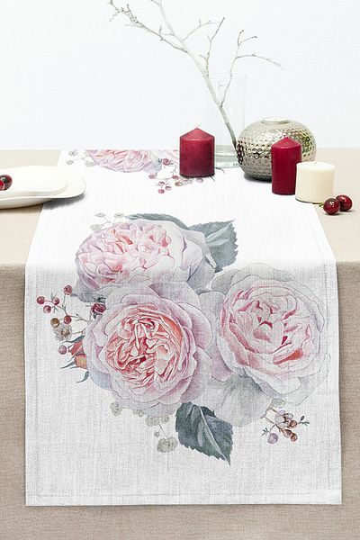 Realhomes Modern Digital Printed Stitched Raschel Knitted Runner with Pale Flower Motif