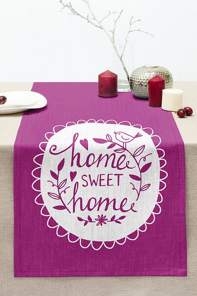 Realhomes Home Sweet Home Digital Printed Decorative Stitched Raschel Knitted Runner