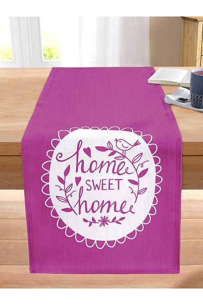 Realhomes Home Sweet Home Digital Printed Decorative Stitched Raschel Knitted Runner