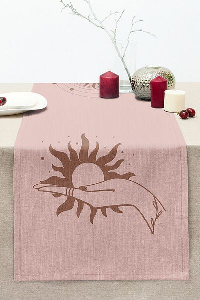 Realhomes Hand-held Patterned Digital Printed Modern Stitched Raschel Runner with Onedraw Drawing on White Background