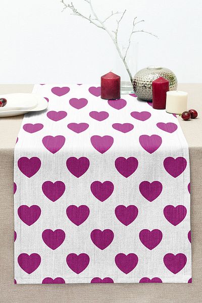 Realhomes Heart Pattern Digital Printed Stitched Raschel Knitted Runner