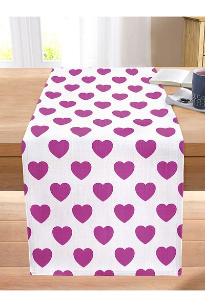 Realhomes Heart Pattern Digital Printed Stitched Raschel Knitted Runner