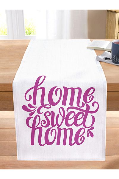 Realhomes Lilac Home Sweet Home Digital Printed Stitched Raschel Knitted Runner