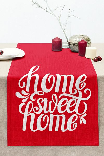Realhomes Home Sweet Home Digital Printed Decorative Stitched Raschel Knitted Runner
