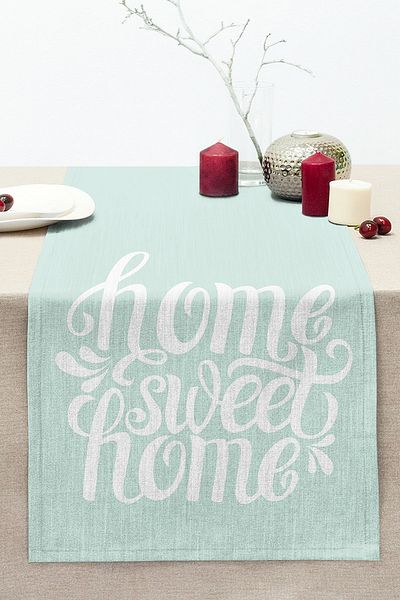 Realhomes Home Sweet Home Digital Printed Stitched Raschel Knitted Runner