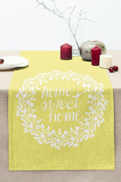 Realhomes Home Sweet Home Digital Printed Decorative Stitched Raschel Knitted Runner