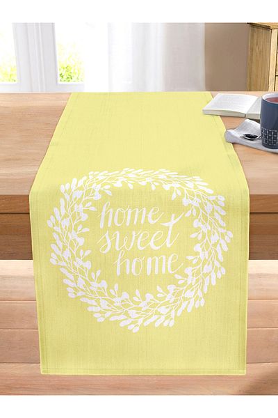 Realhomes Home Sweet Home Digital Printed Decorative Stitched Raschel Knitted Runner