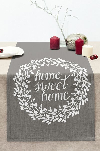 Realhomes Home Sweet Home Digital Printed Decorative Stitched Raschel Knitted Runner