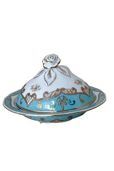 Kütahya Porselen Sultan Sugar Bowl Turquoise-flower Color
