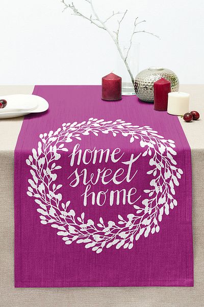 Realhomes Home Sweet Home Digital Printed Decorative Stitched Raschel Knitted Runner
