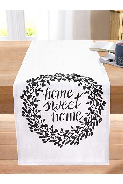Realhomes Home Sweet Home Digital Printed Decorative Stitched Raschel Knitted Runner
