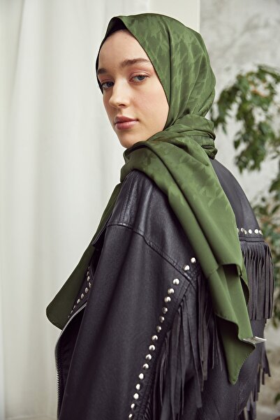 VALORSCARF Ördek Yeşili Kazayağı Desen Şal