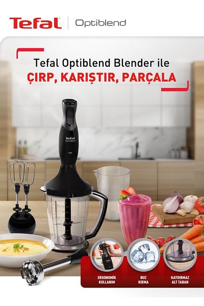 TEFAL Black Optiblend Stainless Steel Blender Set - Grinder