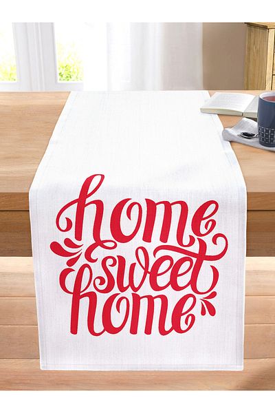 Realhomes Red Home Sweet Home Digital Modern Stitched Raschel Knitted Runner