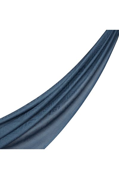 ipekevi Şal de mătase din lână cu model Blue Parcel