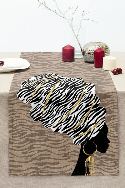 Realhomes Modern Stitched Raschel Knitted Runner with Women's Black Design on Mink Floor