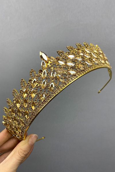 Hobigram تاج زفاف Mia Stone Henna – إكسسوار للعروس، تصميم أنيق، إكسسوار نسائي – إكسسوار للعروس – العروس