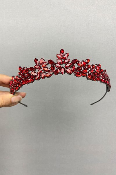 Hobigram Red Dream Model Bridal Henna Crown pentru cele mai frumoase mirese – Coroană, Crystal Stone, Model elegant, Tiara de mireasă