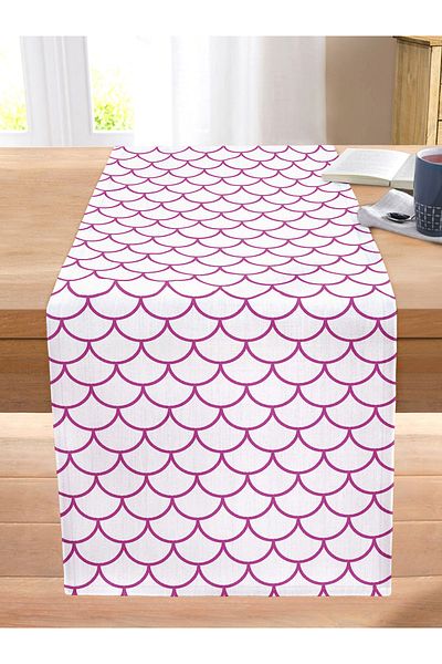 Realhomes Purple Geometric Patterned Digital Printed Decorative Stitched Raschel Knitted Runner