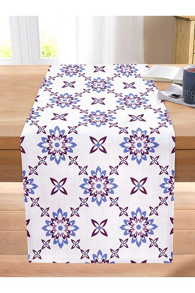 Realhomes Digital Printed Decorative Stitched Raschel Knitted Runner with Flower Motif