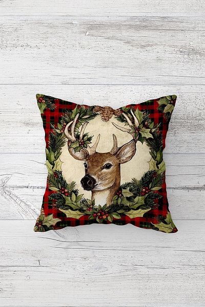 on the clouds Κάλυμμα μαξιλαριού με κρυφό φερμουάρ Kokina Deer Patterned Double Side Printed Throw Pillow Κάλυμμα μαξιλαριού καθίσματος