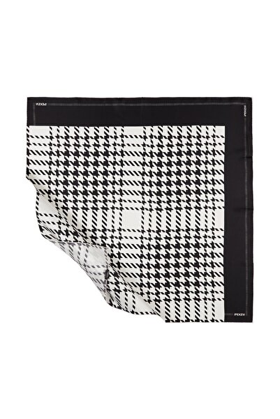 ipekevi Μαύρο και άσπρο καρό Tivil μεταξωτό μαντίλι