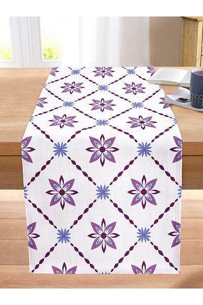 Realhomes Modern Flower Themed Digital Printed Decorative Stitched Raschel Knitted Runner