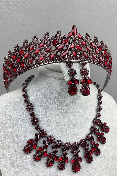 Hobigram مجموعة تاج وقلادة Mia Bridal Henna للعرائس المميزة - إكسسوار الزفاف، تصميم أنيق - إكسسوارات الزفاف