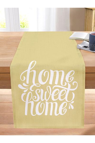 Realhomes Home Sweet Home Digital Printed Decorative Stitched Raschel Knitted Runner
