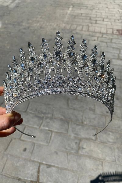 Hobigram إكسسوار شعر العروس نموذج الحناء الفضي اللون تاج العروس - إكسسوار العروس - إكسسوار العروس