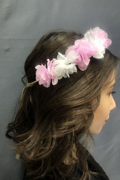 Hobigram Coroană cu flori laser roz-alb pentru cele mai frumoase mirese – Coroană, piatră de cristal, model elegant, coroană de mireasă – coroană